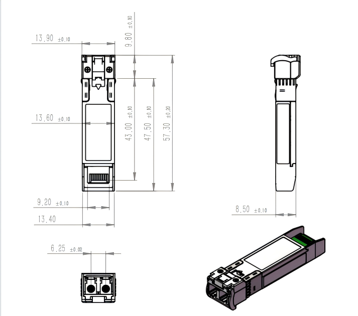 25G optical module dimensions 25G optical module dimensions
