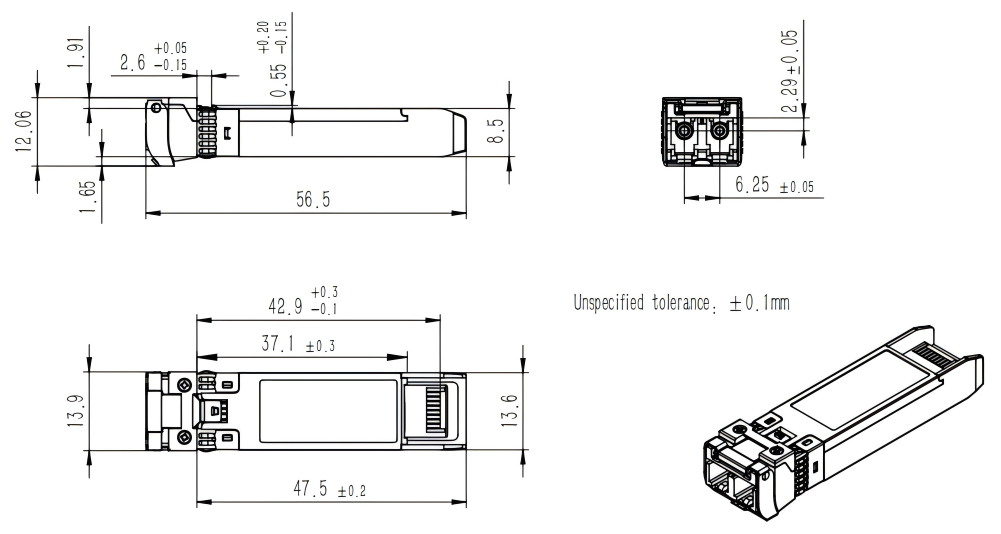 10G光模块尺寸 10G光模块尺寸