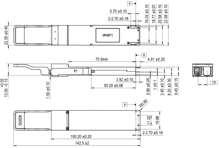 Dimension of 400G optical modules Dimension of 400G optical modules