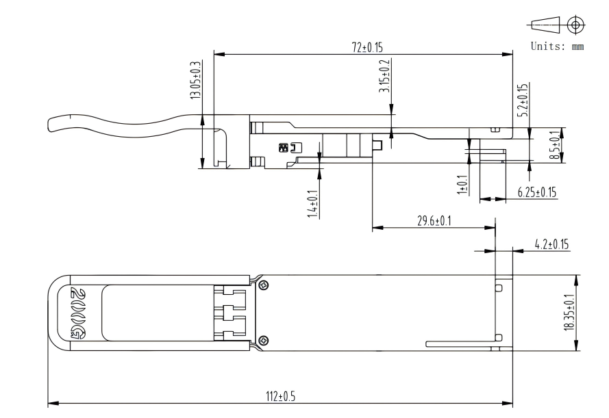 dimensions of a 200G optical module dimensions of a 200G optical module