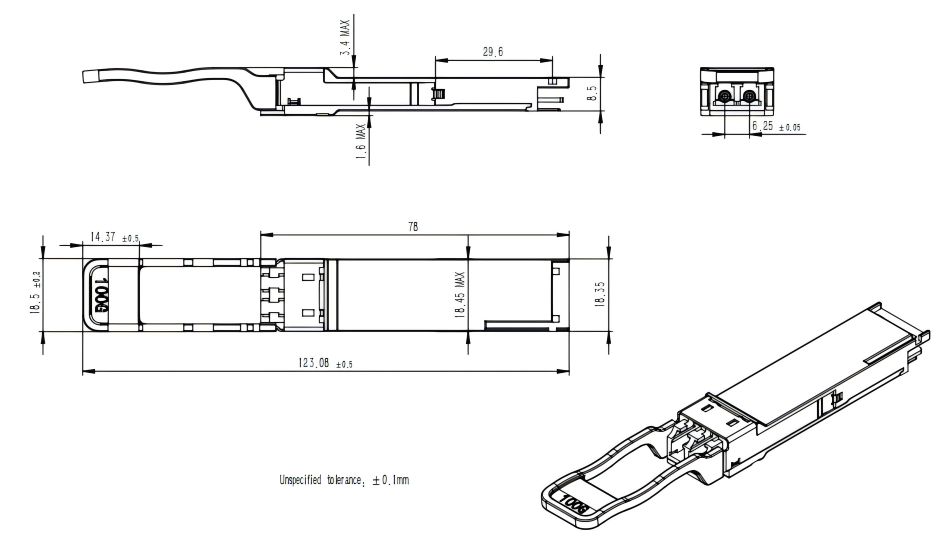 40G optical module dimensions 40G optical module dimensions